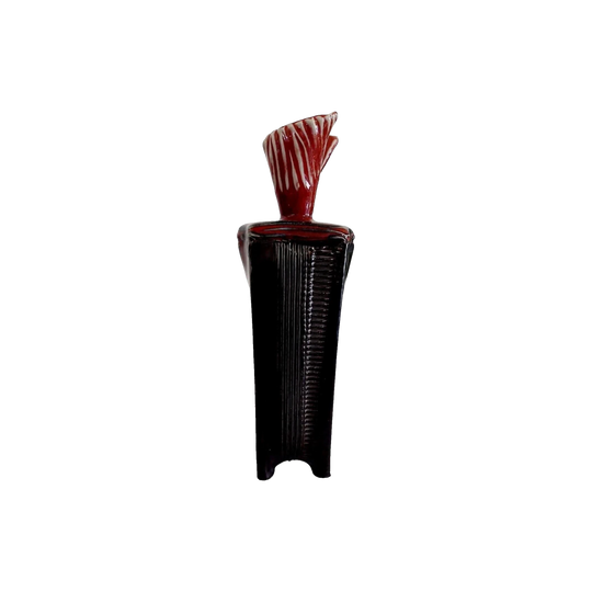 One Tree Hill Pottery Oxide-Glazed Vase in Deep Red with Fluted Rim, 24 cm