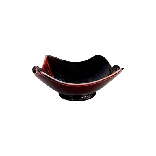 One Tree Hill Pottery Bowl with Small Handles in Oxide Red and Black