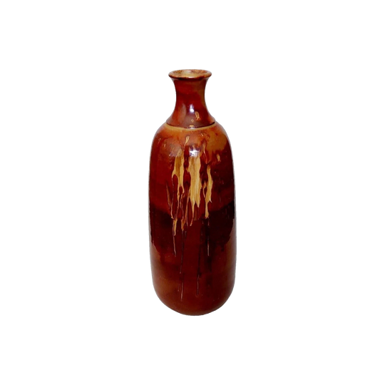 Peter Collier Large Pottery Vase, Rust Red Drip Glaze, Signed