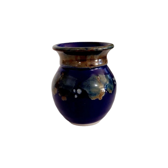 Tony Barnes Small Deep Blue Vase with Abstract Flowers
