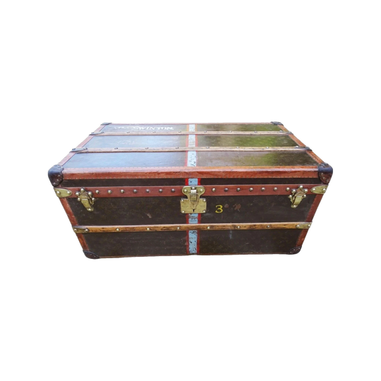 Early 20th Century French Louis Vuitton Courier Steamer Trunk, Monogram Canvas, LV 55