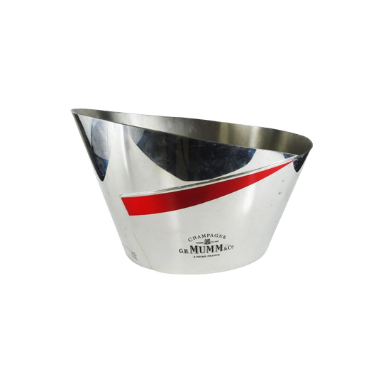 Mumm French Champagne Bowl/Bucket, Heavy Chrome Steel/Pewter, 22 x 38 cm