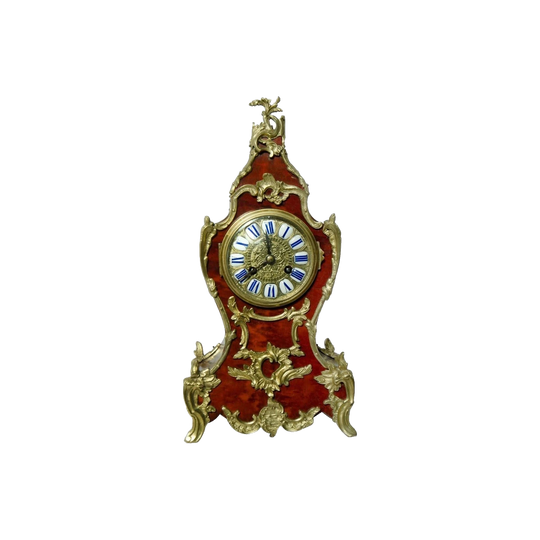 Antique French Ormolu Bronze Clock with Faux Tortoiseshell, Vincenti Movement, c.1860