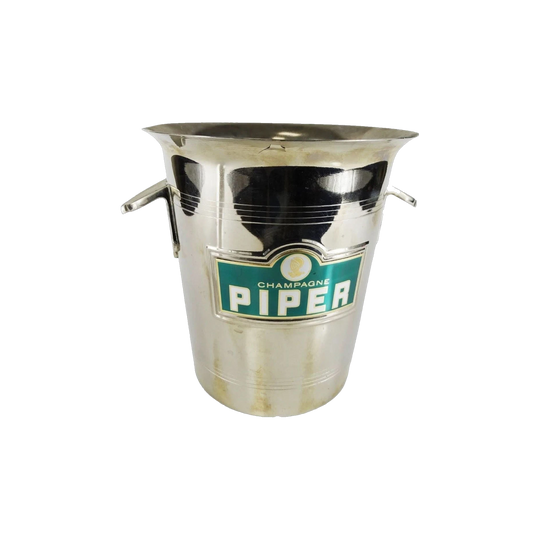 Piper French Champagne Bucket, Vintage Heavy Chrome Metal, 21 cm