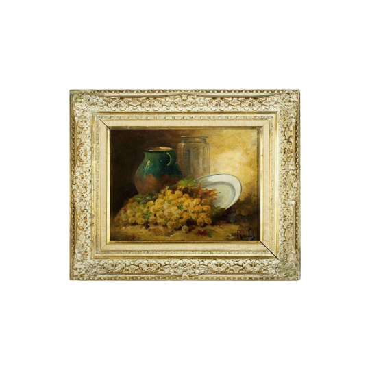 Antique French Impressionist Still Life Painting by Ferdinand Roybet (1840–1920) – Signed Oil on Canvas, Original French Frame, 33 x 41 cm