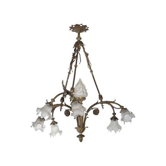 Antique French Bronze 7-Light Chandelier