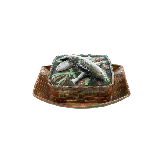 Antique George Jones Majolica Sardine Box