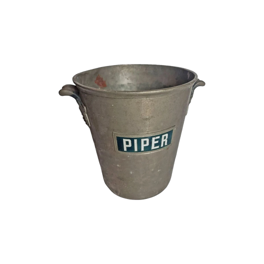 Piper Heidsieck Reims French Champagne Bucket – Heavy Metal, Enamel Logo, Cast Grape Handles