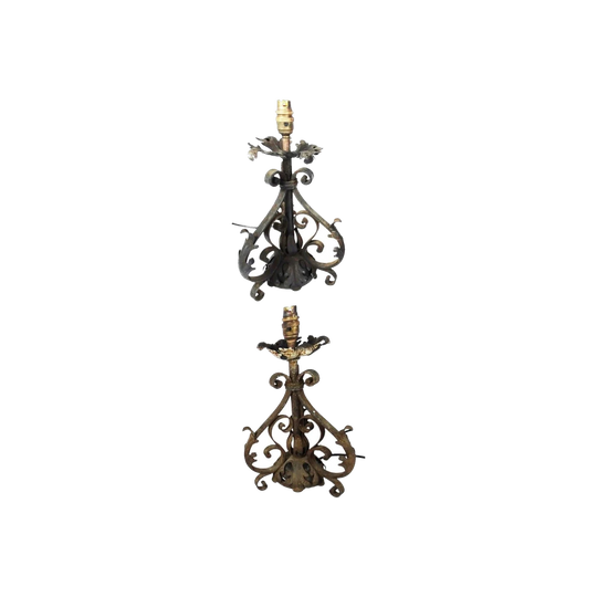 Pair of Antique French Wrought Iron Table Lamps – Recently Rewired