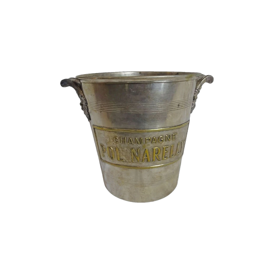 Vintage French Champagne Bucket by Pol Narelly – Silver-Plated Brass with Grapevine Handles