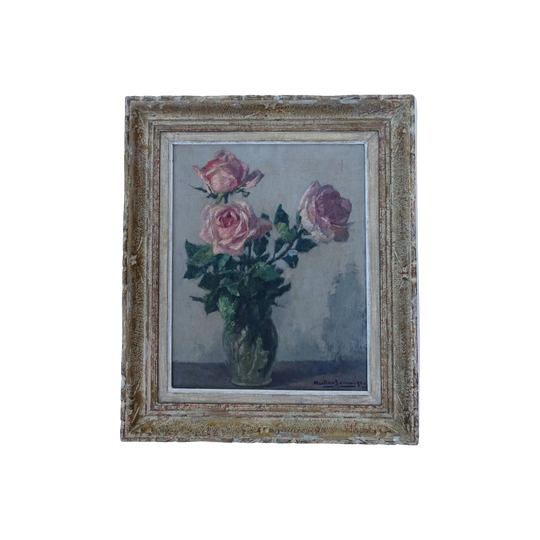 Charles Martin-Sauvaigo — Still Life, Roses (French Impressionist Oil on Canvas, Signed and Dated)