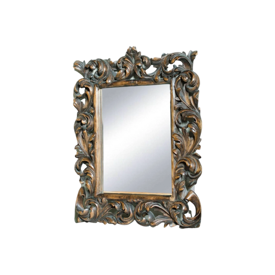 Antique Italian Baroque-Style Carved Timber Wall Mirror