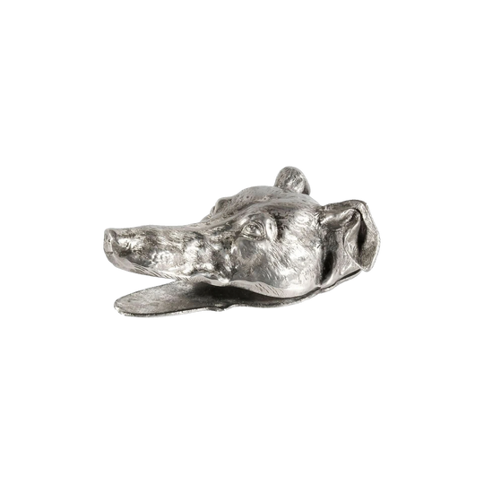 Antique French Silvered Metal Dog Head Paper/Document Clip