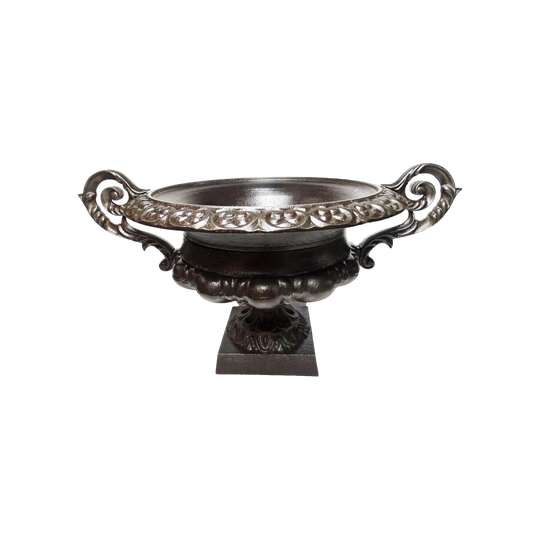 Large Antique French Cast Iron Garden Urn Planter with Handles