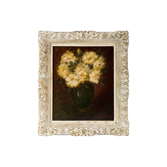 Belgian Impressionist Still Life, Oil on Board, Signed, Gaston Lestrade, Late 19th Century, French Period Carved Frame