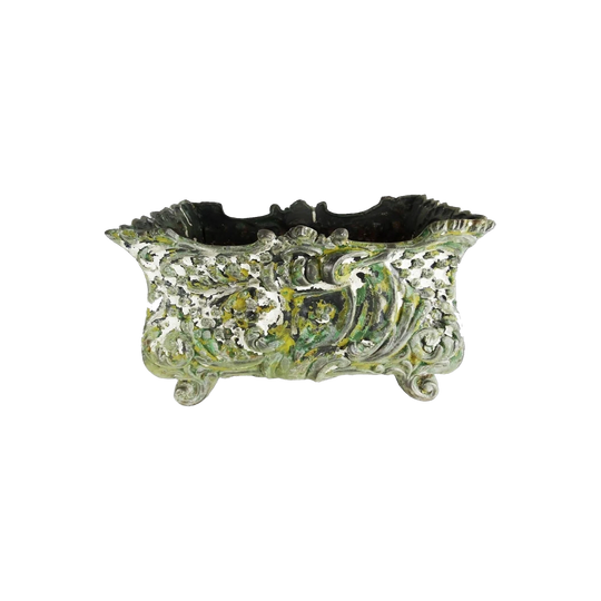 Antique French Cast Iron Garden Planter / Jardinière, Original Distressed Paint