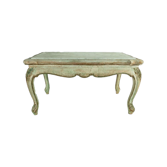 Vintage French Oak Coffee Table with Fitted Marble Top
