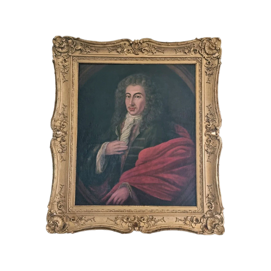 Large 18th-Century French Portrait of a Nobleman, Oil on Canvas, in Early 19th-Century Gilt Frame