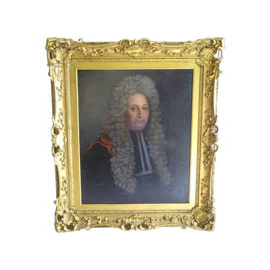 18th-Century French Portrait of a Nobleman — Oil on Canvas on Panel, Early 19th-Century Gilt Frame
