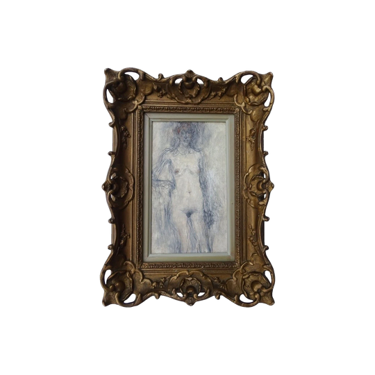 French Impressionist Nude Study, c. 1920–40, Oil on Canvas on Board, Early French Gilt Period Frame