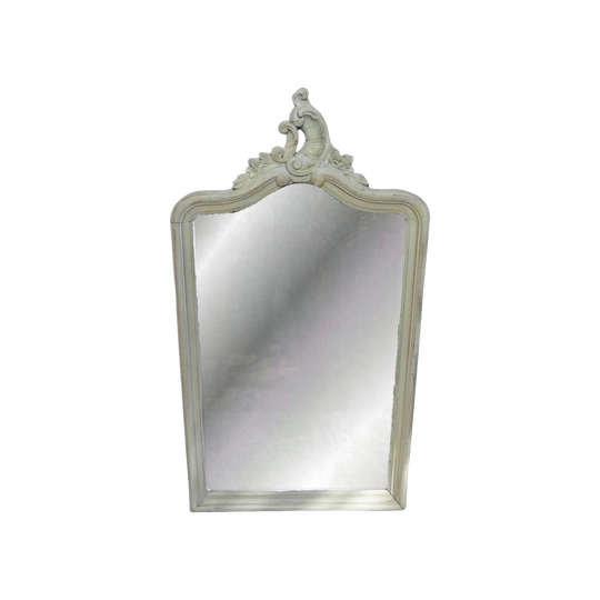 Antique French Provincial Carved and Painted Timber Framed Mirror, 19th Century, Louis XV Style