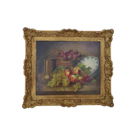 Jean Baptiste Gardel (1818–1874) Antique French Still Life, Oil on Canvas on Board, Period Gilt Frame