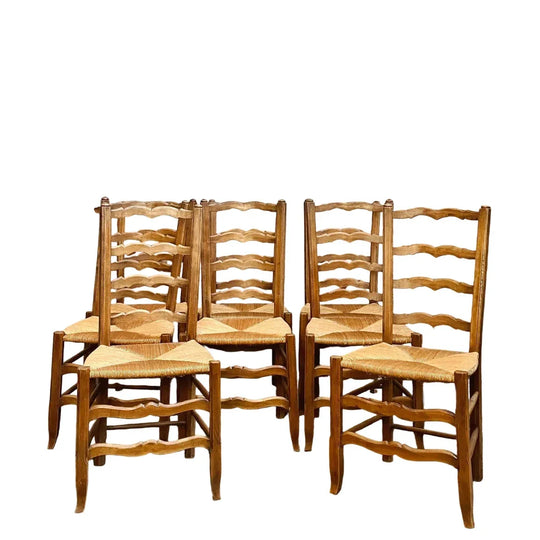 Ladderback Rush Chairs | French Furniture . Set of 8
