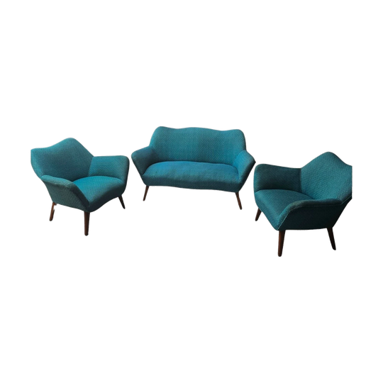 ‘Barina’ Australian Lounge Setting, Early–Mid 1950s, Original Woven Wool Upholstery