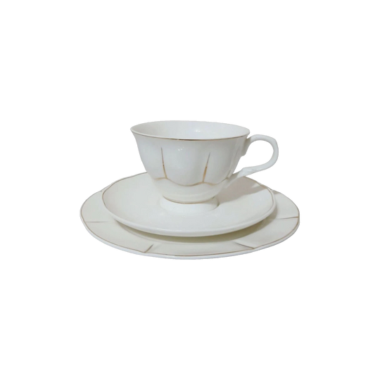 Maxwell Williams White Blush Trio Cup Saucer Plate, Hand Painted 24ct Gold Accents