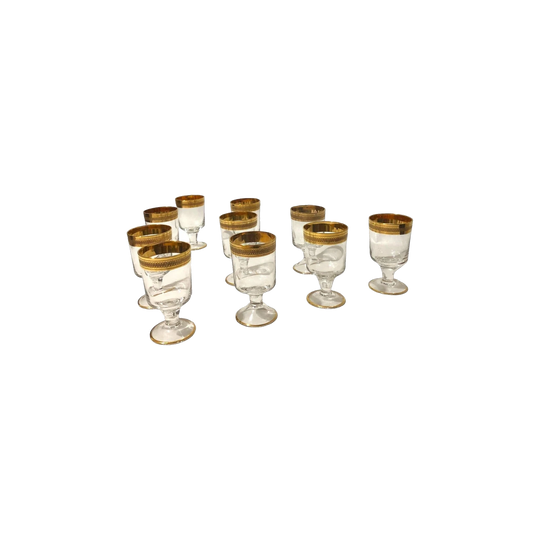 Vintage ASTRA KAREL Mini Wine Glass Set of 10