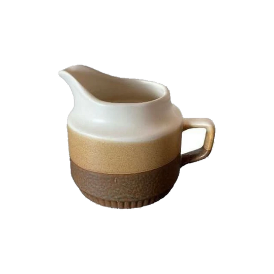 Pottery Craft Cream And Sugar Set / Vintage Stoneware for rustic country farmhouse /Cream Caramel and coffee colored sugar bowl and creamer