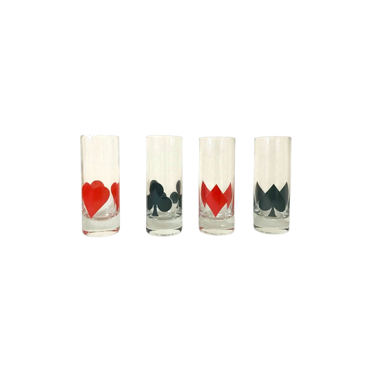 Set of 4 Poker Glasses, Playing Cards Glass
