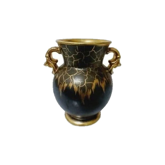 Vintage Dümler & Breiden Vase - Black Metallic Gold Ceramic - Mid Century Modern Germany