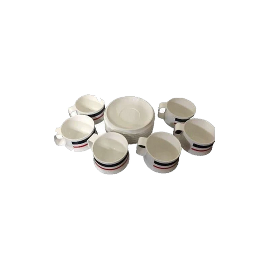 Acrylic Cups With Saucers White - Set of 6 Vintage GUZZINI White Pagoda Space Age Design / Retro Cup and Saucer White