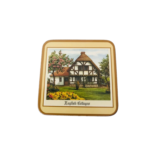 PIMPERNEL COASTERS English Cottages Pattern Set of 6 /Cork Backed