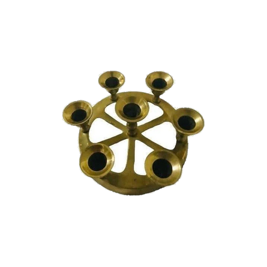 Vintage Round Brass Mini Taper Candlestick Holder / Brass Candle Holder / Mid Century Modern Decor Brass Candle Holder