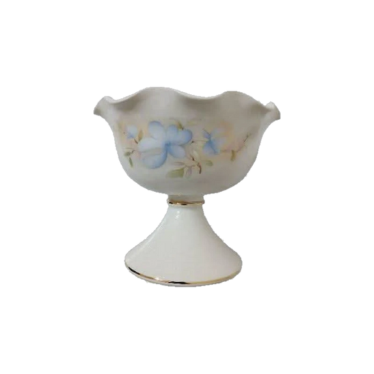White Footed Bowl / Italian Ceramics, Fiorentine hand painted Italy Footed White Ceramic Bowl