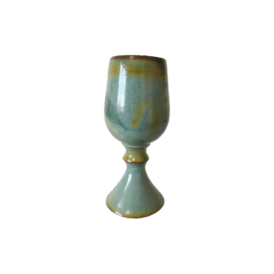 Blue Rustic Stone Pottery Goblets / M. L. Cooke Cuppacumblong Pottery / Blue Glazed Stone Pottery Goblets