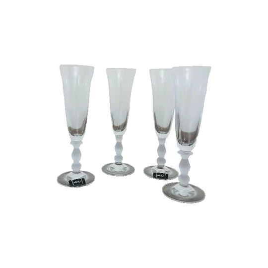 Mikasa Crystal Kensington Frost Stem Glass, Set of 4 Crystal Glass Flutes / Mikasa Kensington water Goblets