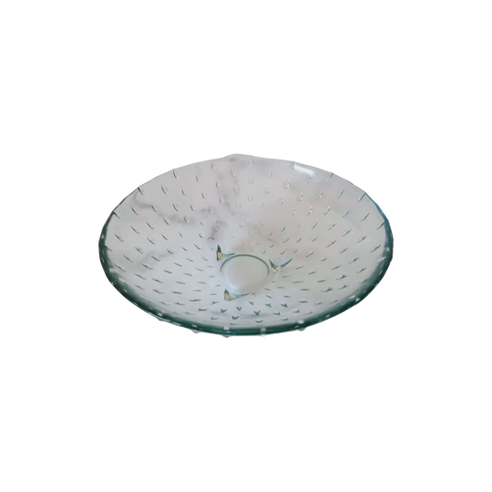 Tinted Green Glass Footed Fruit Bowl with Hobnail / Decorative Glass Bowl