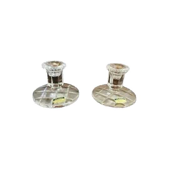 Polonia Lead Crystal Candlestick holders in Pair from Poland