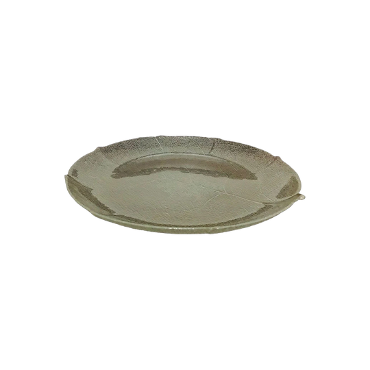 Vintage Arcoroc France Aspen Design Large Serving Platter / Aspen Leaf Pattern Round Glass plate