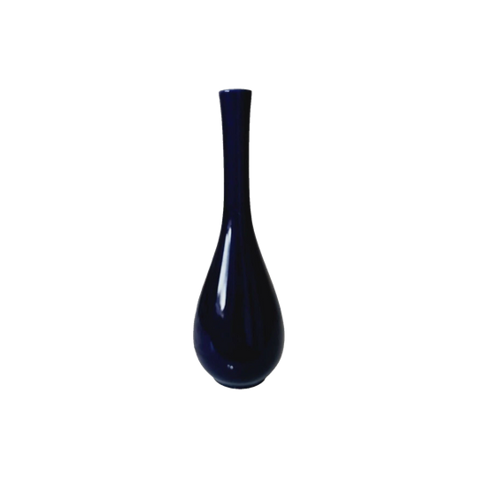 Cobalt Blue Japanese Vase with Gold Flowers / Eclectic Cobalt Blue Japanese Bud Vase
