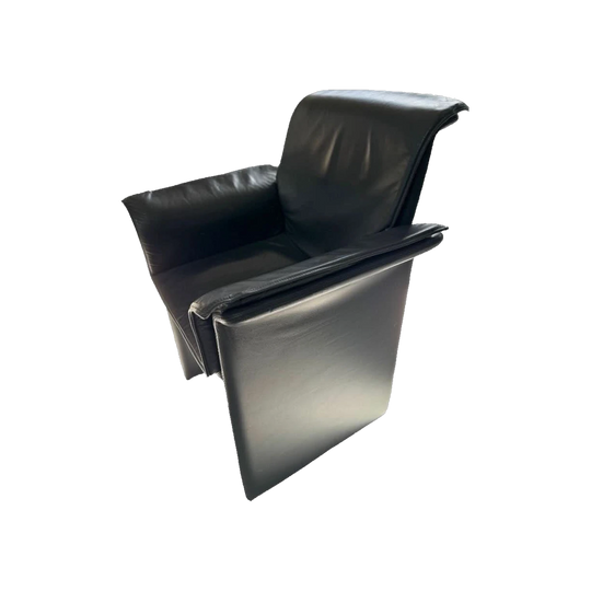 Vintage Grey Leather Chairs – Italian 1970s Style (Arrben ‘Solaria’ / Tito Agnoli ‘Korium’)
