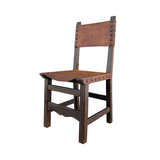 FOUR | Spanish Timber and Saddle Leather Dining Chairs