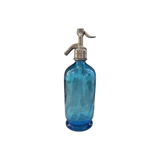 French Blue Soda Siphon, Cabanel & Lingry, c. 1930