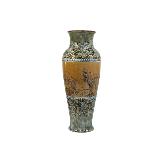 Royal Doulton Stoneware Vase by Hannah Barlow, Incised Horses, c.1900