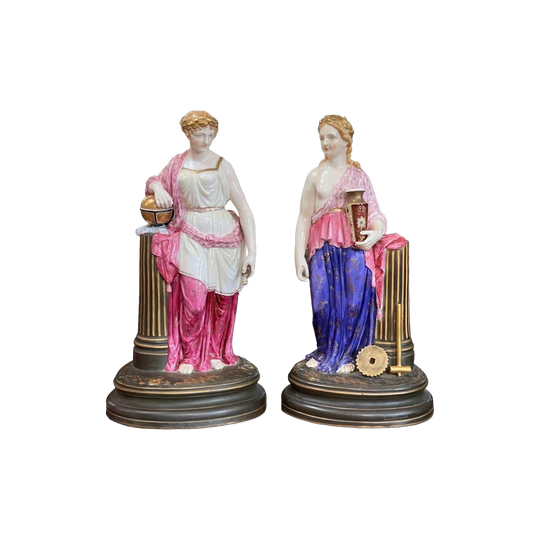19th-Century Pair of 'Dresden China' Classically Dressed Female Figures, c. 1870