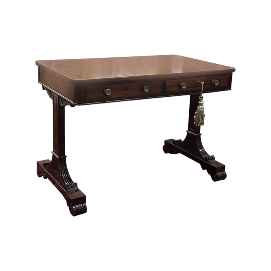 English Georgian Rosewood Twin-Pedestal Sofa Table, c.1850