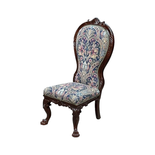Victorian Rosewood High-Back Tapestry Bedroom Chair with Lion’s Paw Feet, c.1860